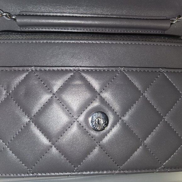 Chanel Caviar Quilted Boy Wallet On Chain WOC Grey - Picture 2 of 11